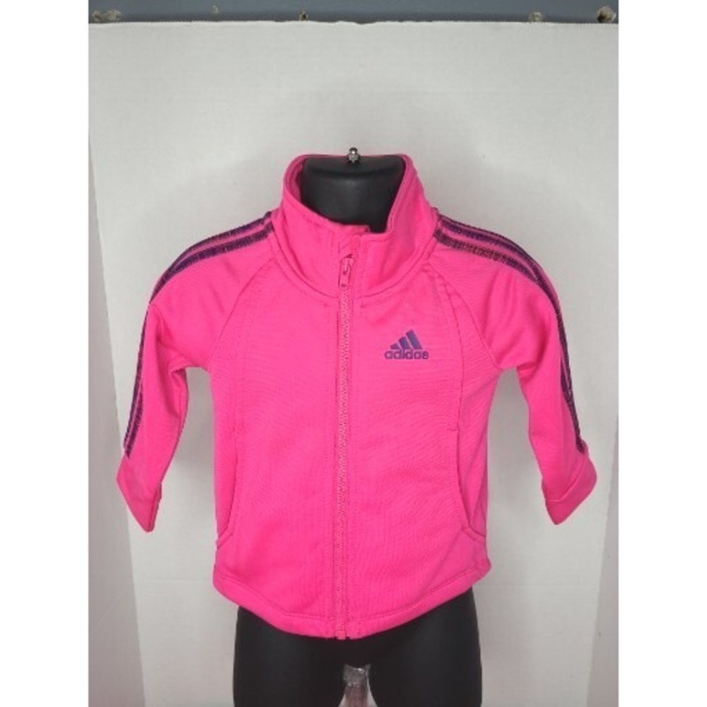 Girl's Size 12 Months Adidas Athletic Pink Coat Casual Jacket Sweatshirt Zip‎